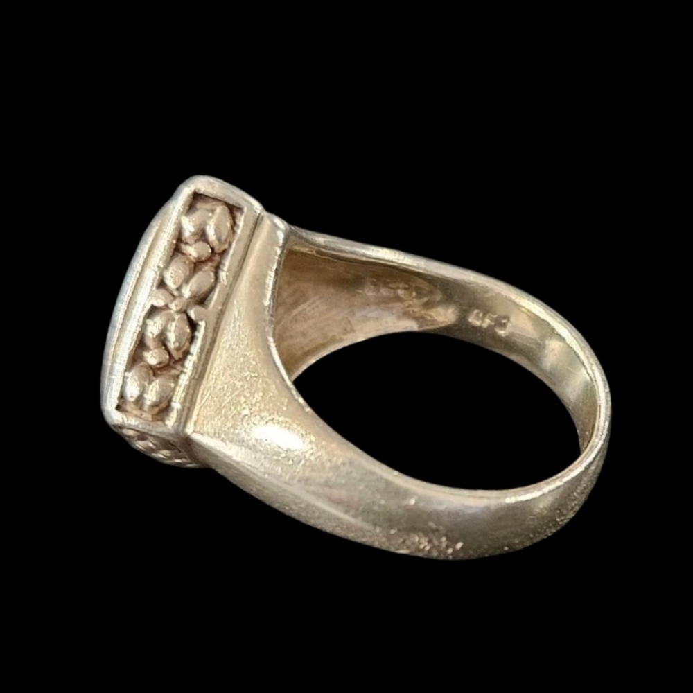 Vintage CFJ Signed Sterling Abalone Ring. - Picture 8 of 9